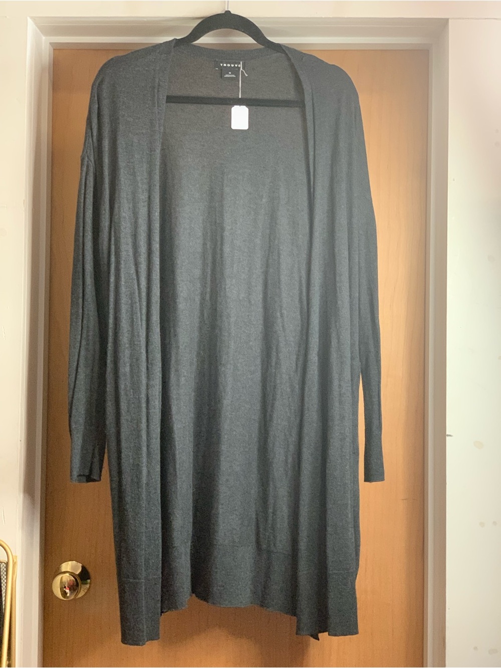 Trouvé Long Open-Front Women's Cardigan Sweater - grey Size-Medium